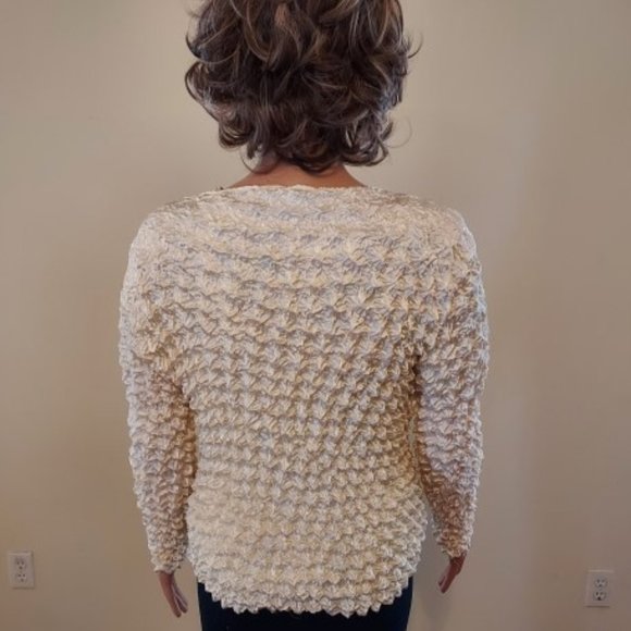 F • C 2 PC CREAM SWEATER MULTI FLORAL TOP CARIDGAN SET NWT - Picture 2 of 7